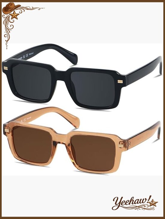 Retro Square Polarized Sunglasses for Women Men Vintage Rectangle Shades main image 7
